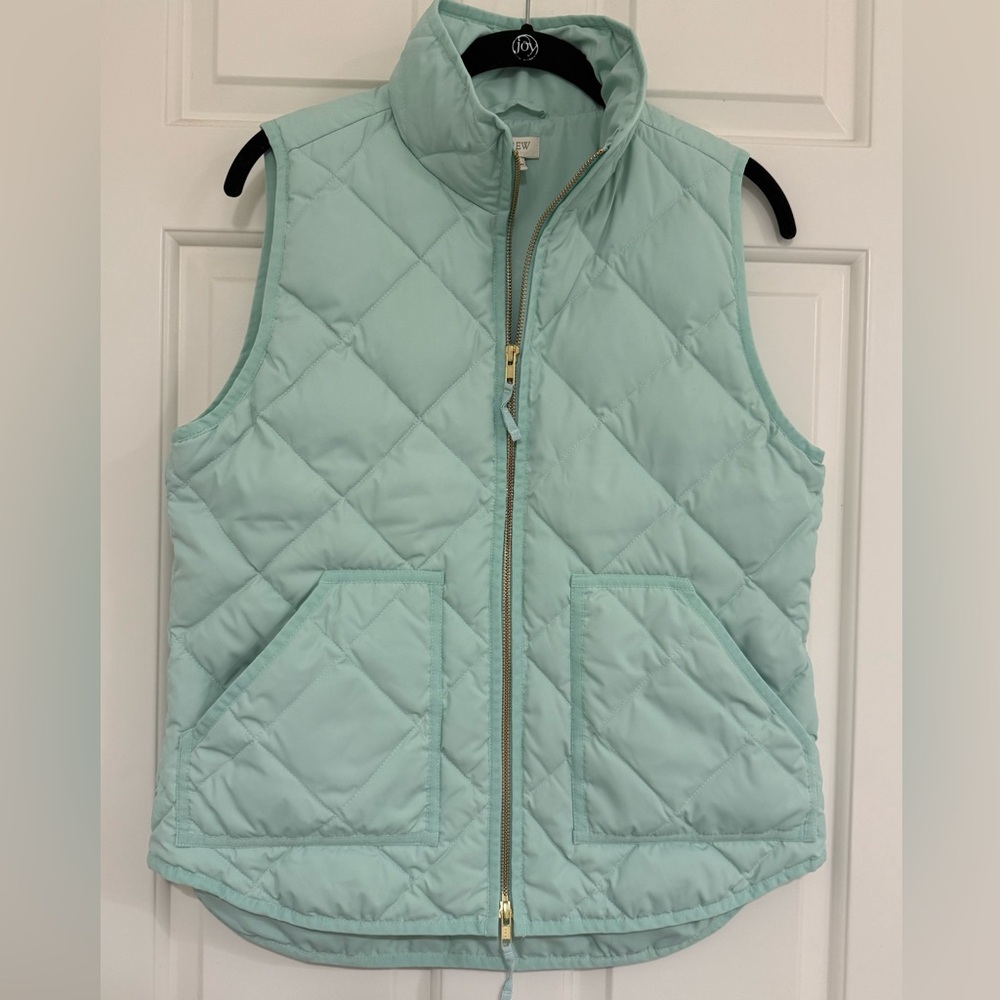 J. Crew light minty blue color quilted excursion vest